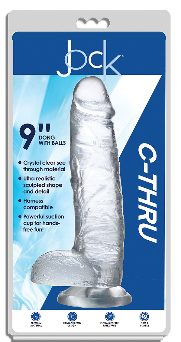 Jock C-Thru 10 Inch Dong With Balls - Clear - Not Very Vanilla