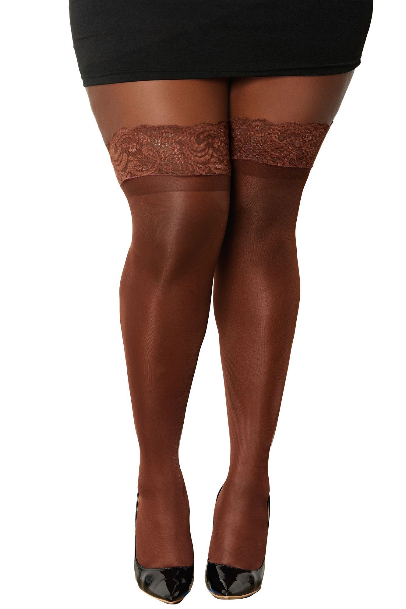 Lace Top Thigh High - Queen Size - Espresso - Not Very Vanilla