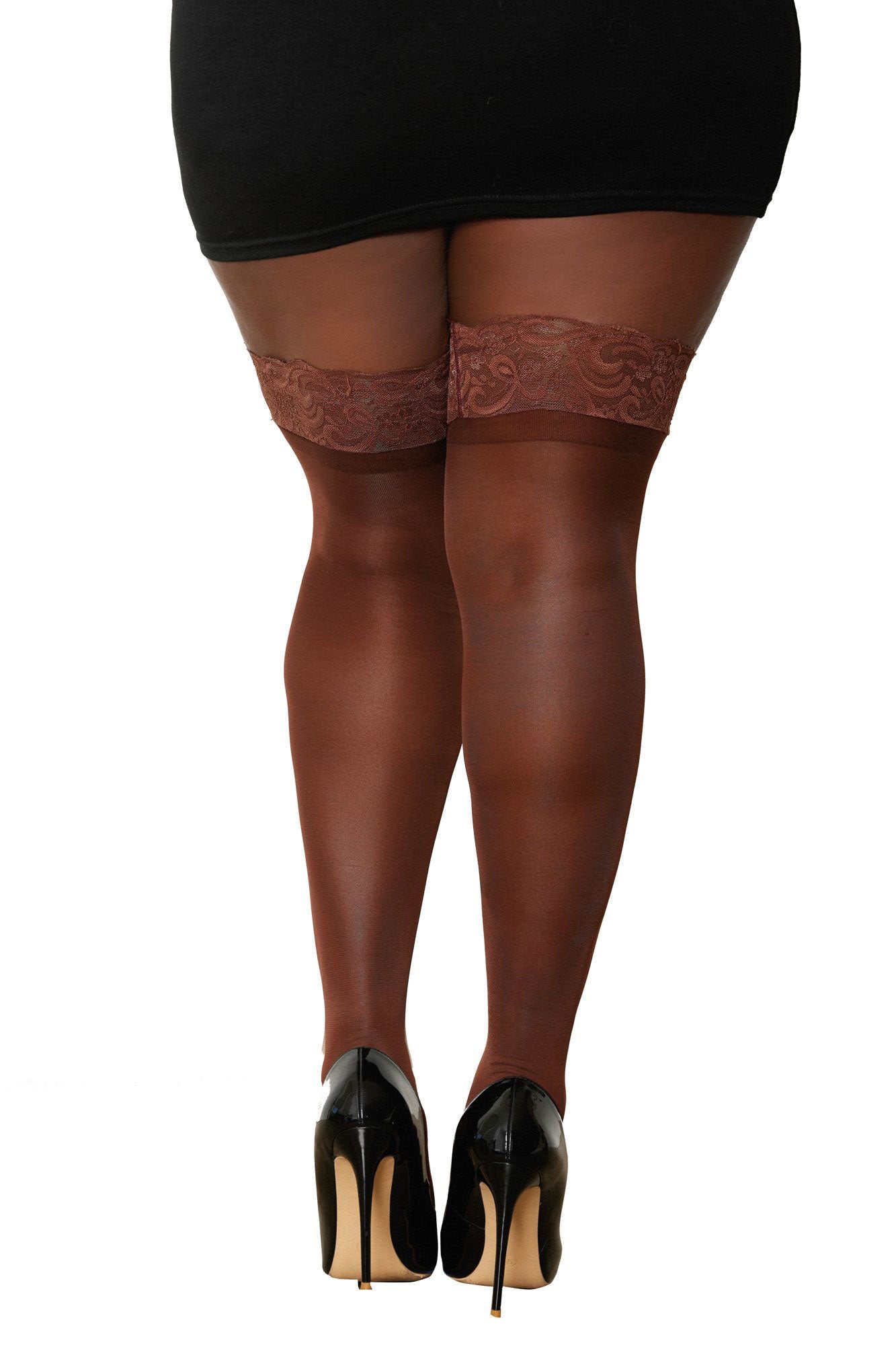 Lace Top Thigh High - Queen Size - Espresso - Not Very Vanilla