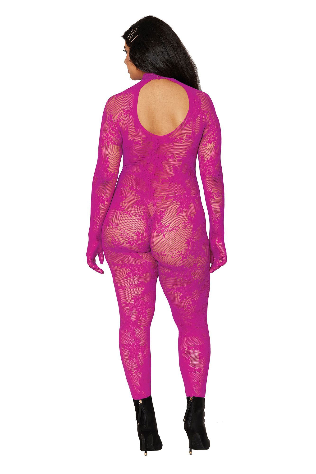 Bodystocking With Finger Gloves - Queen Size - Azalea - Not Very Vanilla