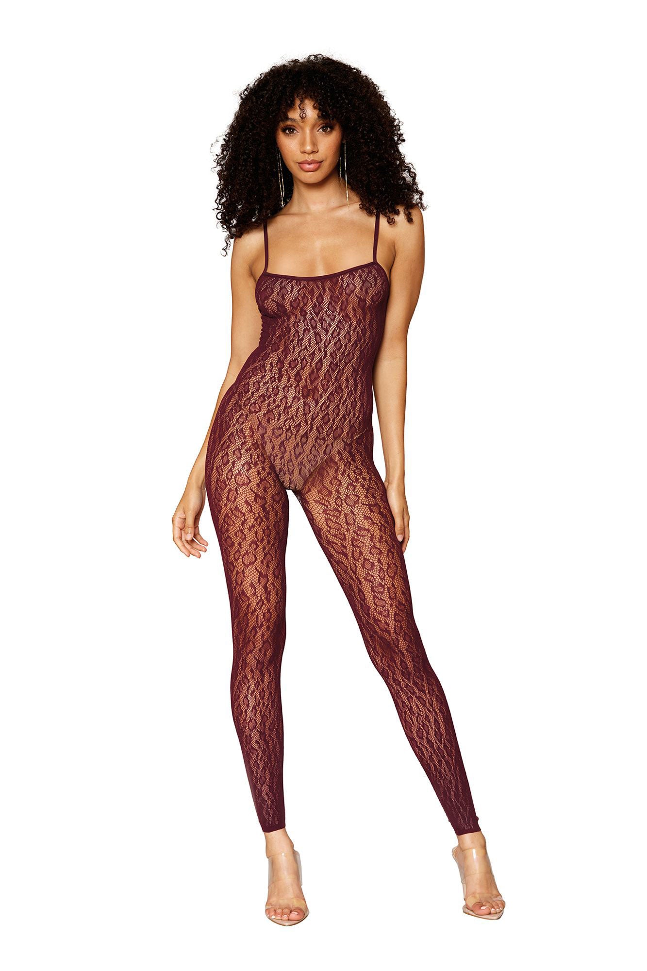 Catsuit Bodystocking and Shrug - One Size - Burgundy - Not Very Vanilla