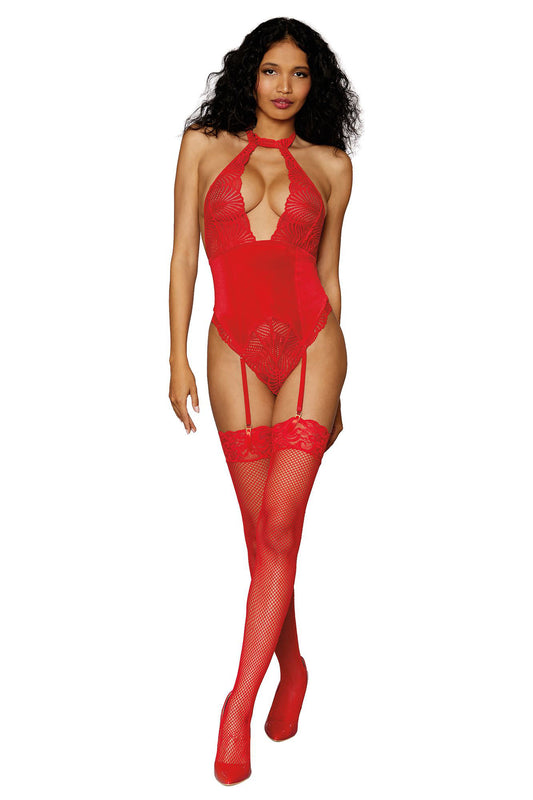 Garter Teddy - One Size - Lipstick Red - Not Very Vanilla