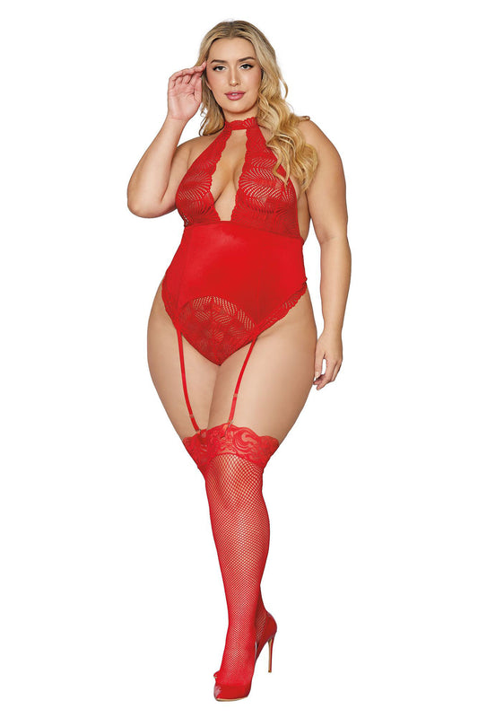 Garter Teddy - Queen Size- Lipstick Red - Not Very Vanilla