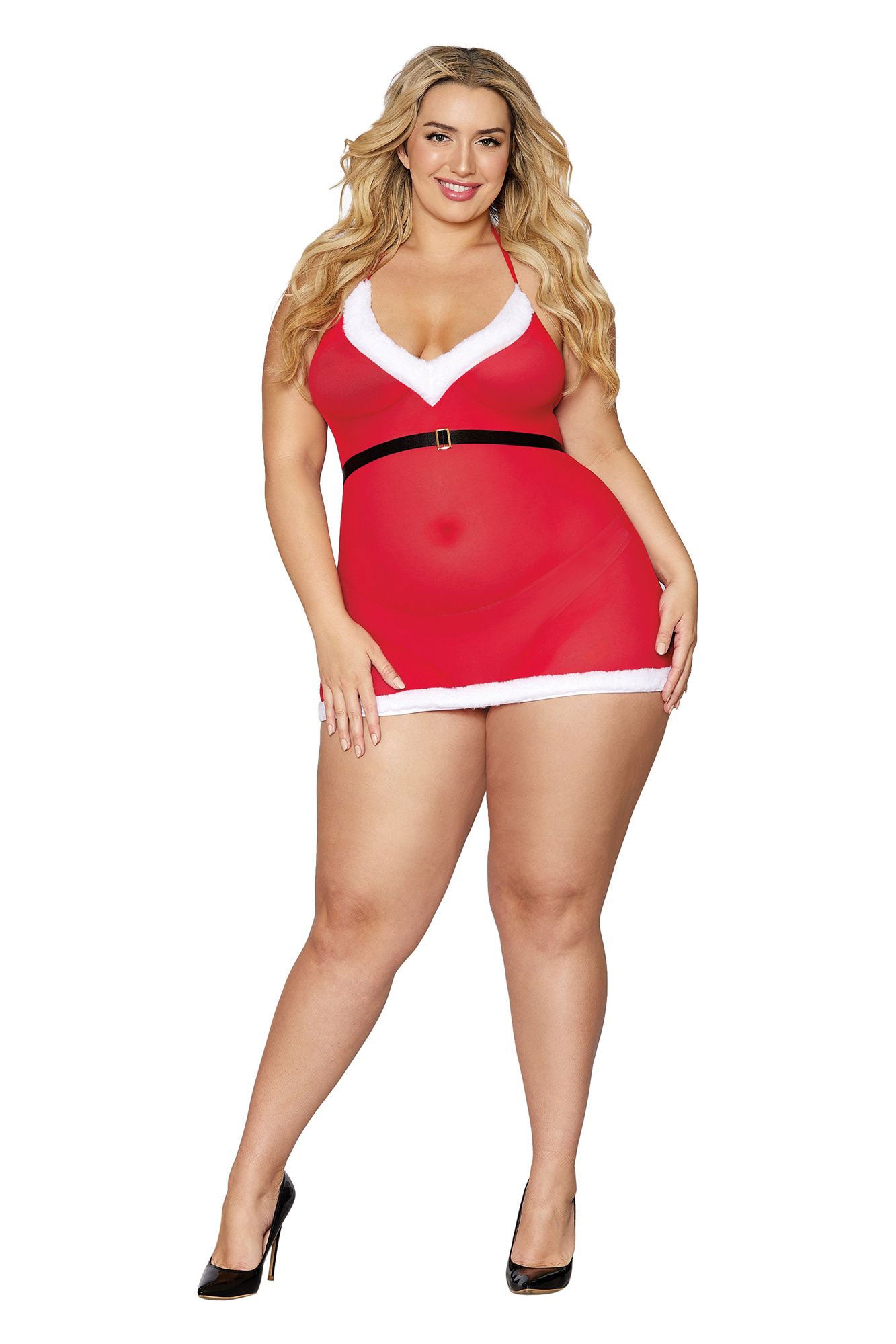 Santa Baby Chemise - Queen Size - Lipstick Red - Not Very Vanilla