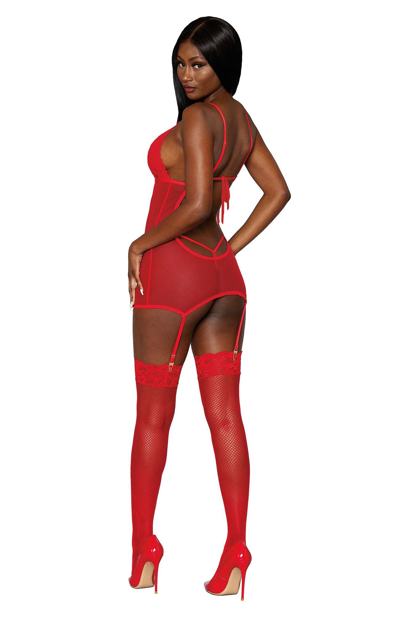 Garter Slip and G-String - One Size - Lipstick Red - Not Very Vanilla