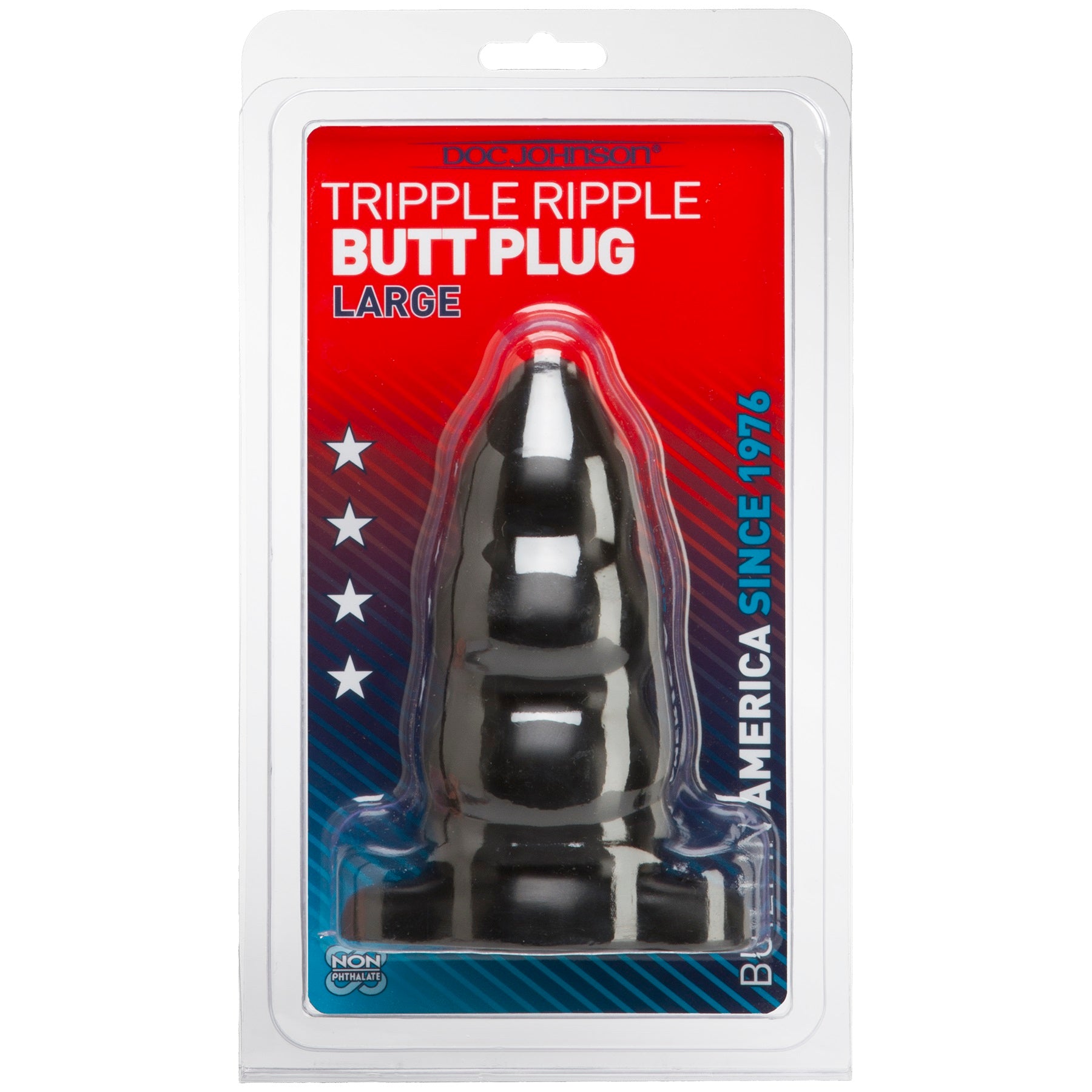 Triple Ripple Butt Plug - Large -Black - Not Very Vanilla