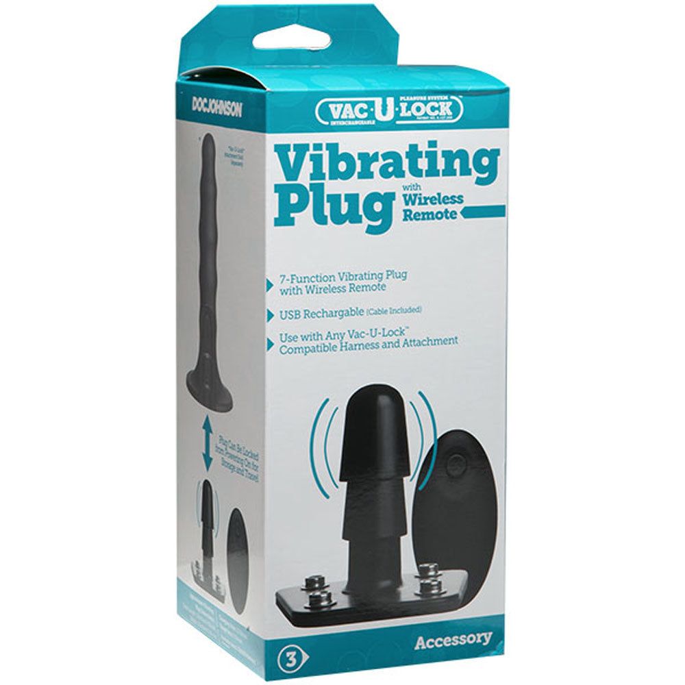 Vac-U-Lock - Vibrating Plug With Snaps & Wireless Remote - Black - Not Very Vanilla