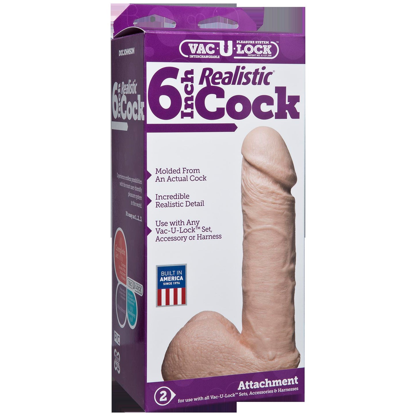 Vac-U-Lock 6 Inch Realistic Cock - White - Not Very Vanilla