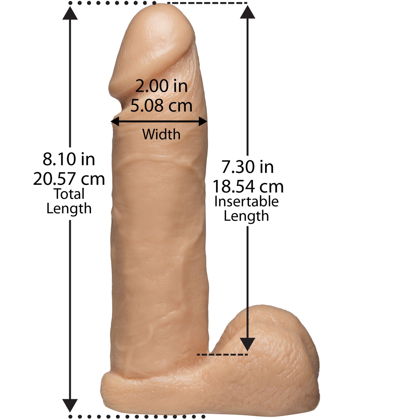 Vac-U-Lock 8 Inch Realistic Cock - White - Not Very Vanilla