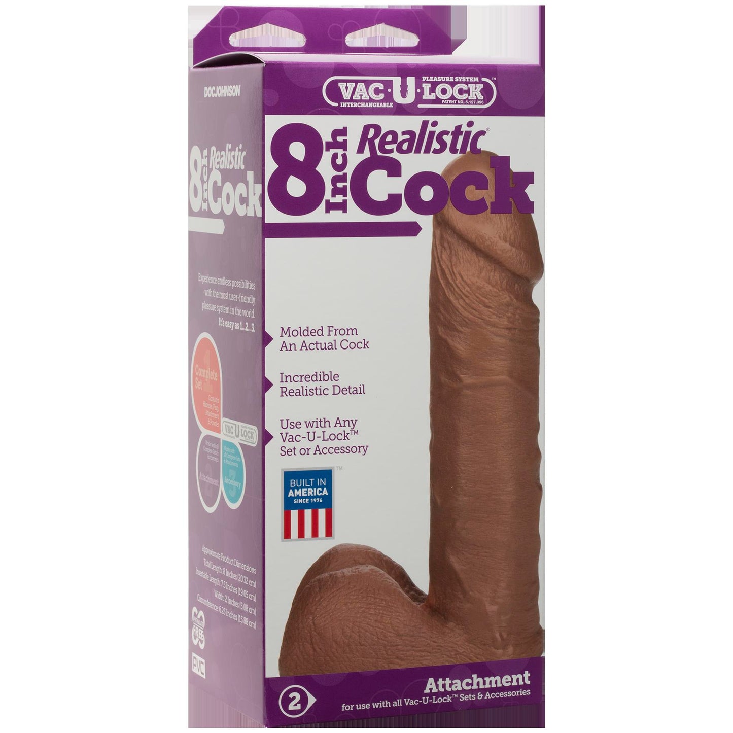 Vac-U-Lock 8-Inch Realistic Cock - Brown - Not Very Vanilla