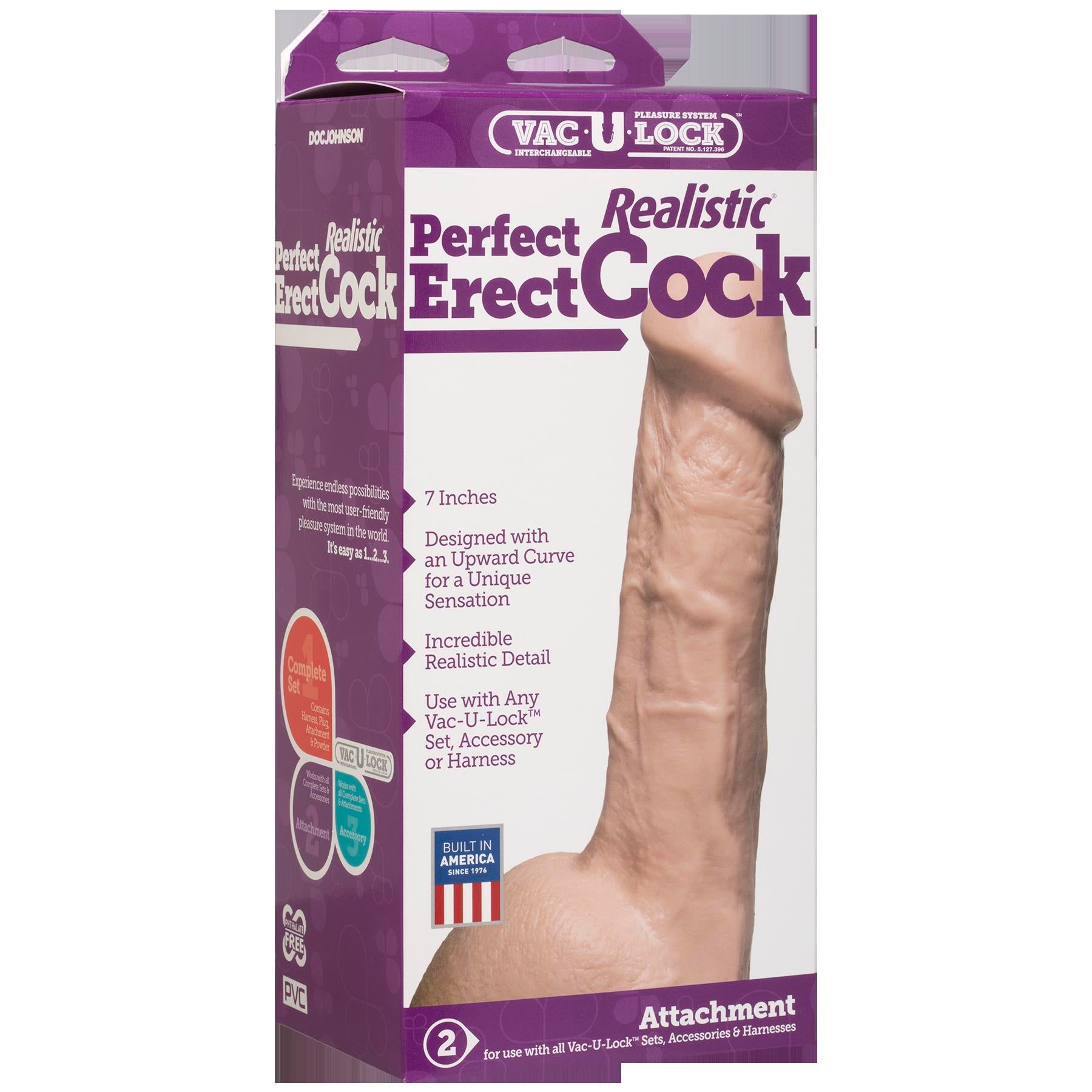 Vac-U-Lock Perfect Erect Realistic Cock - White - Not Very Vanilla