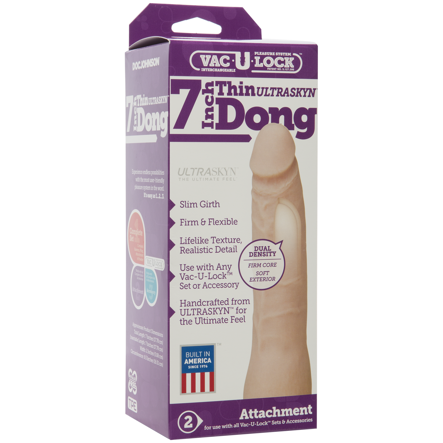 Vac-U-Lock 7-Inch Ultraskyn Thin Dong - Vanilla - Not Very Vanilla