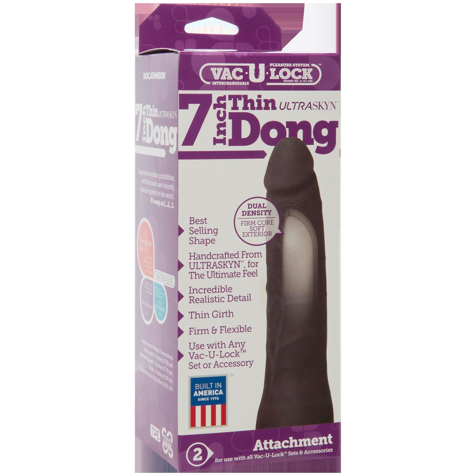 Vac-U- Lock 7-Inch Ur3 Thin Dong - Black - Not Very Vanilla