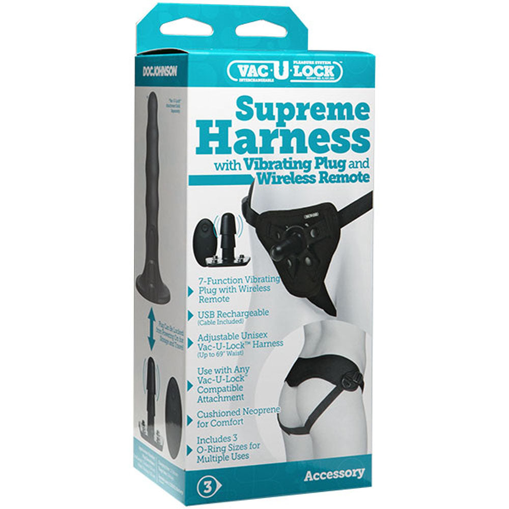 Vac-U-Lock - Supreme Harness With Vibrating Plug - Black - Not Very Vanilla