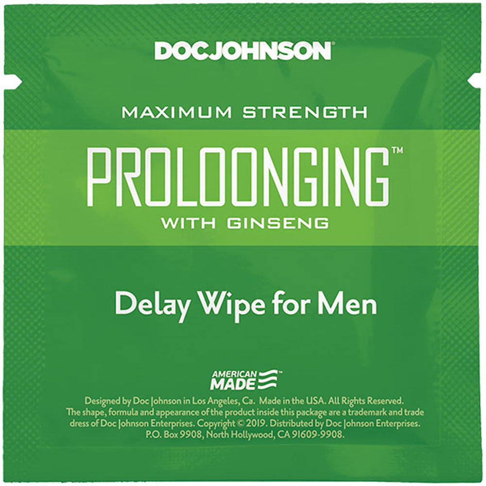 Proloonging With Ginseng - Delay Wipes for Men - 10 Pack - Not Very Vanilla