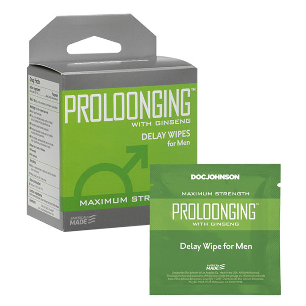 Proloonging With Ginseng - Delay Wipes for Men - 10 Pack - Not Very Vanilla