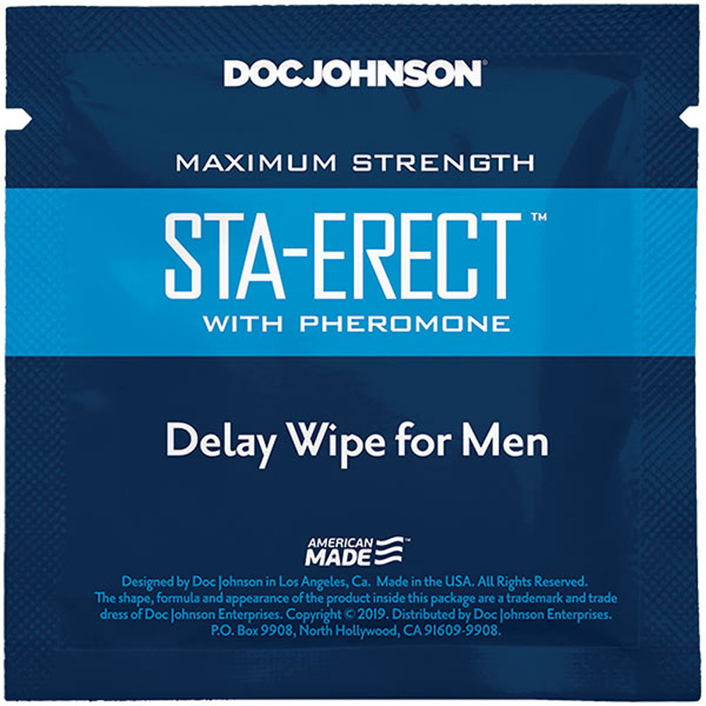 Sta-Erect With Pheromone - Delay Wipes for Men - 10 Pack - Not Very Vanilla