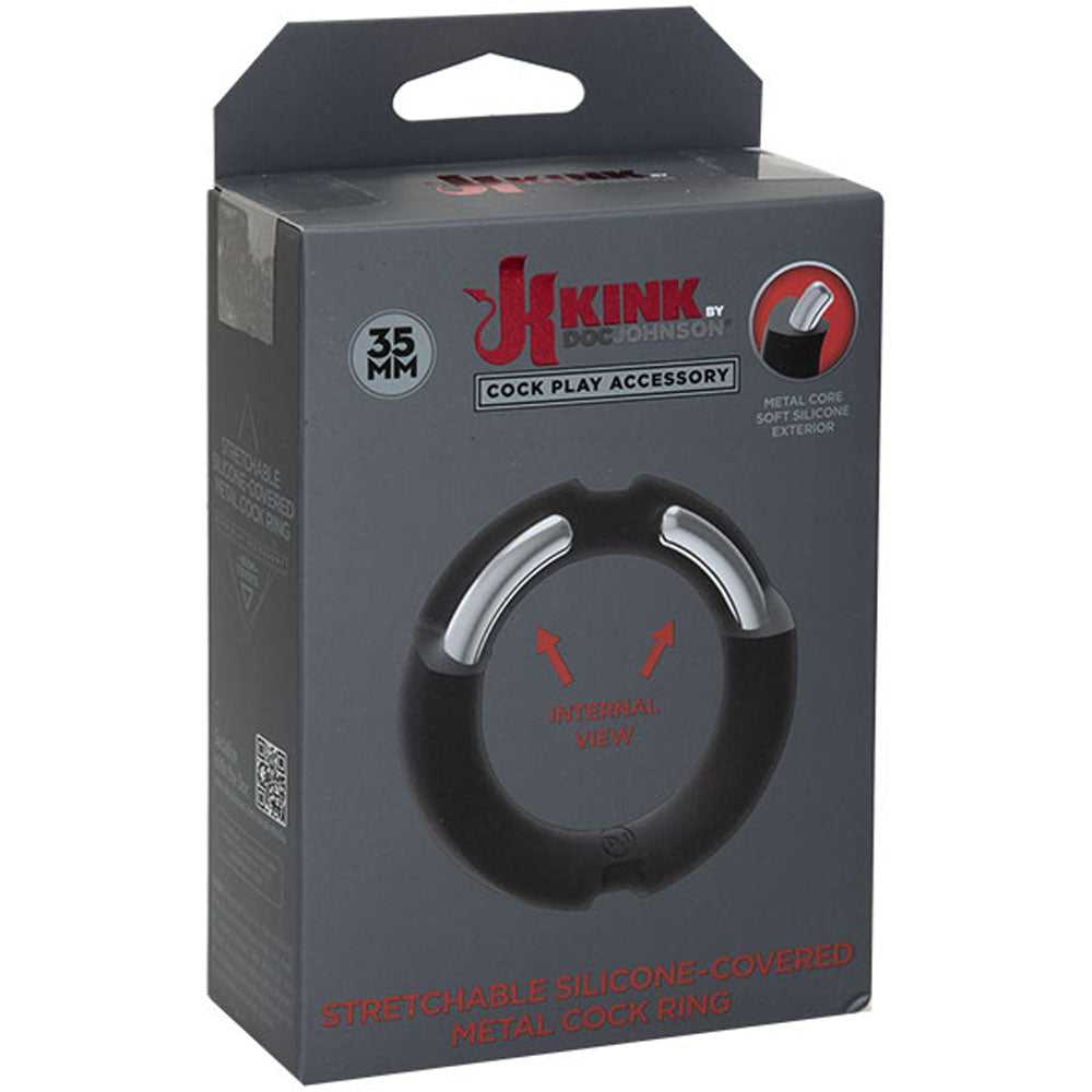 Hybrid Silicone Covered Metal Cock Ring - 35mm - Not Very Vanilla