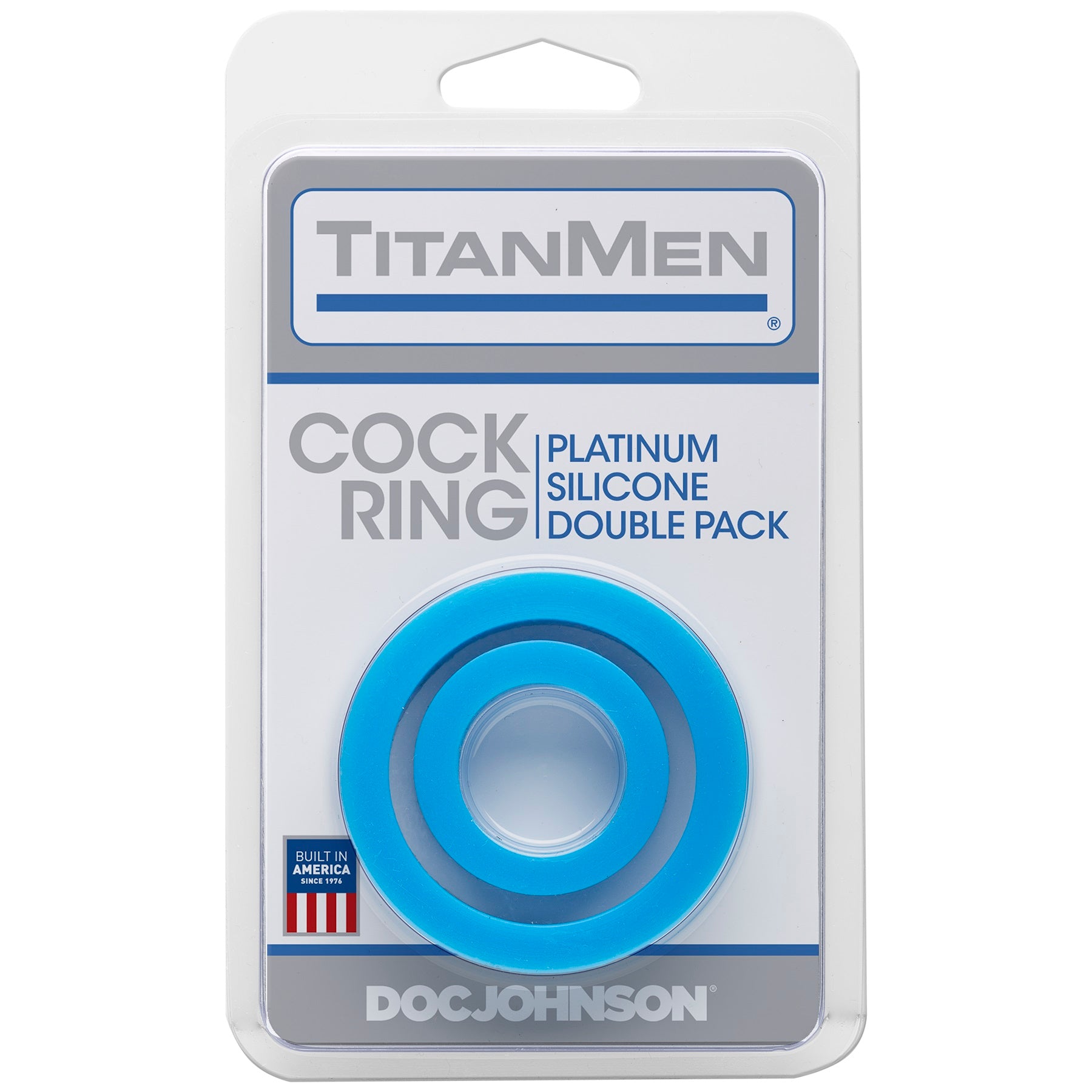 Titanmen Cock Ring Platinum Silicone Double Pack - Blue - Not Very Vanilla