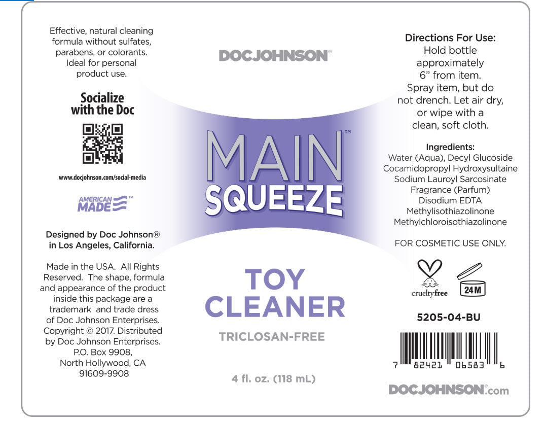 Main Squeeze - Toy Cleaner - 4 Fl. Oz.. - Not Very Vanilla