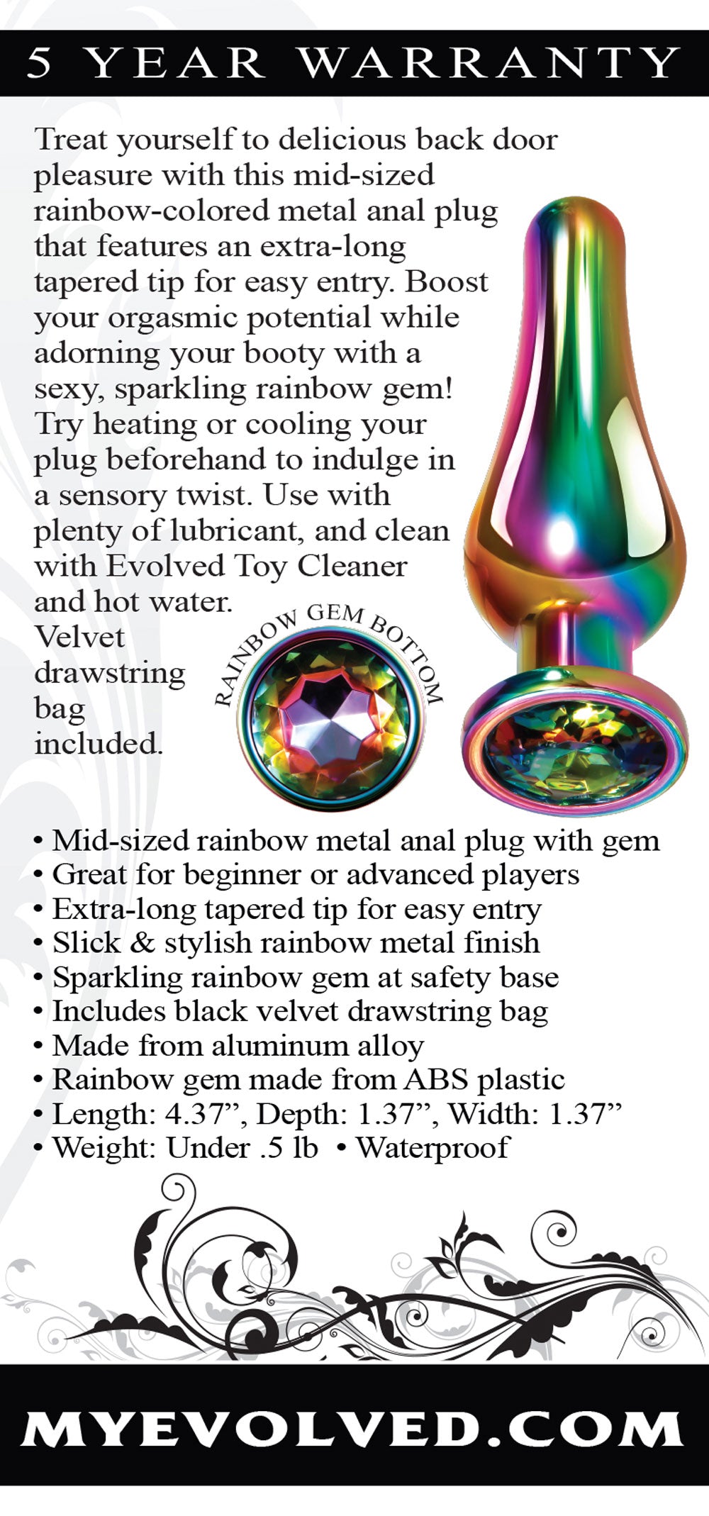 Rainbow Metal Plug - Medium - Not Very Vanilla