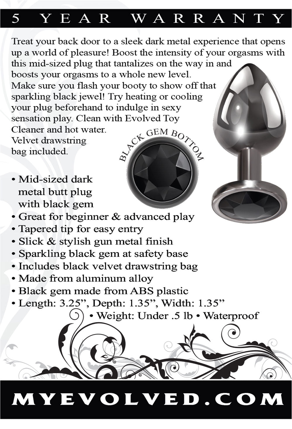 Black Gem Anal Plug - Medium - Not Very Vanilla