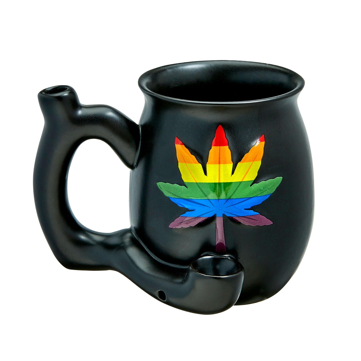 Embossed Leaf Matt Black Mug - Rainbow Leaf - Not Very Vanilla