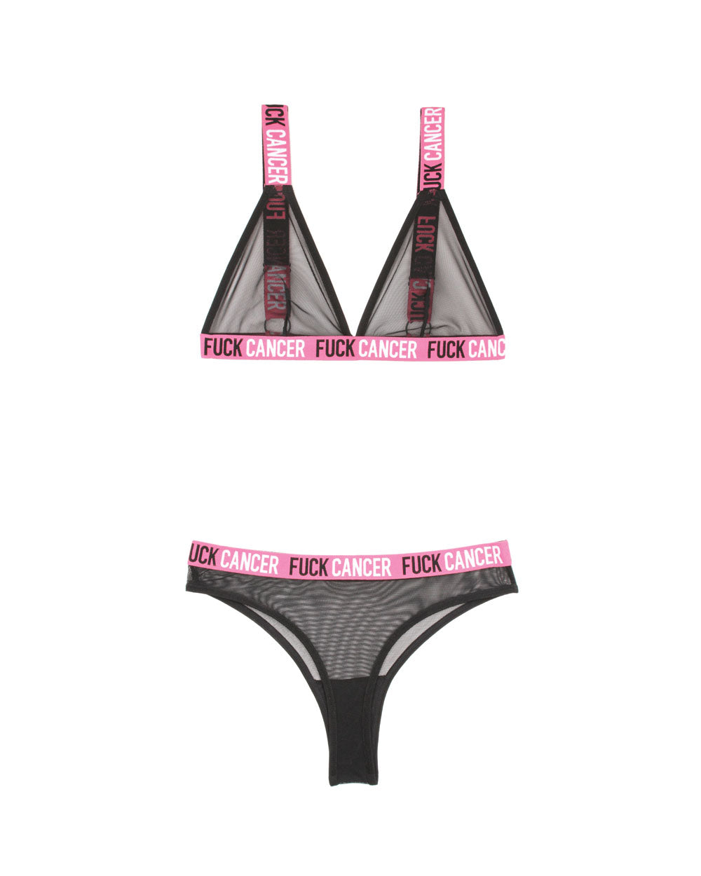 Fuck Cancer Bralette and Cheeky Panty Set - Black - M/l - Not Very Vanilla