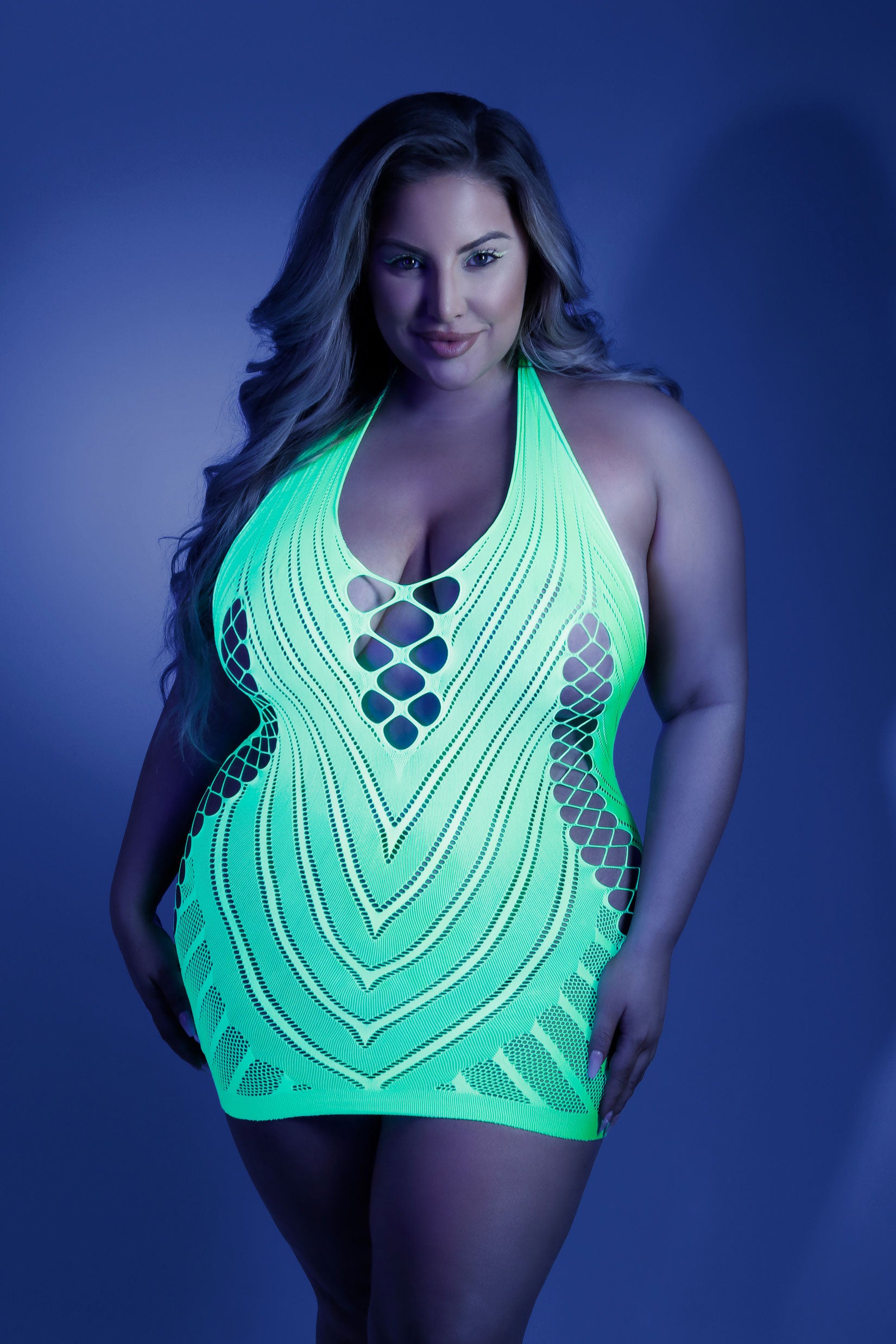 Shock Value Halter Dress - Queen - Neon Green - Not Very Vanilla