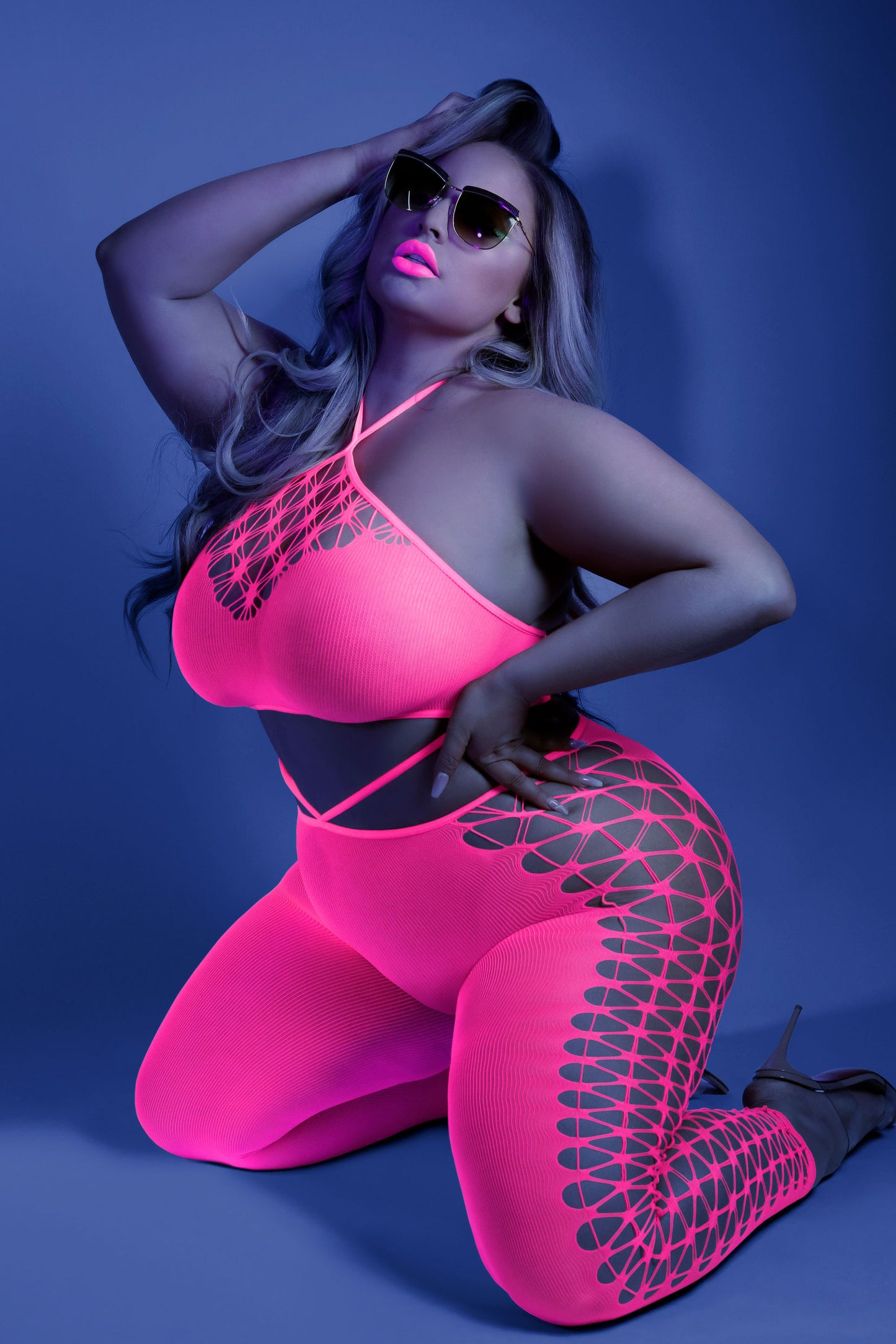 Own the Night Bodystocking - Queen - Neon Pink - Not Very Vanilla