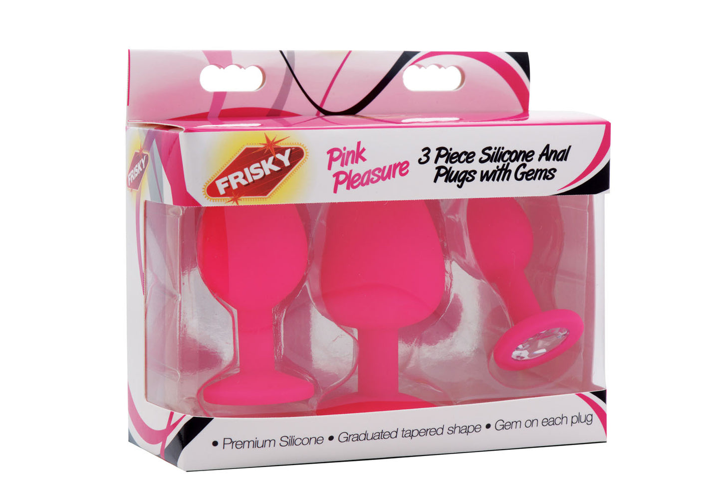 Pink Pleasure 3 Piece Silicone Anal Plugs With Gems - Not Very Vanilla