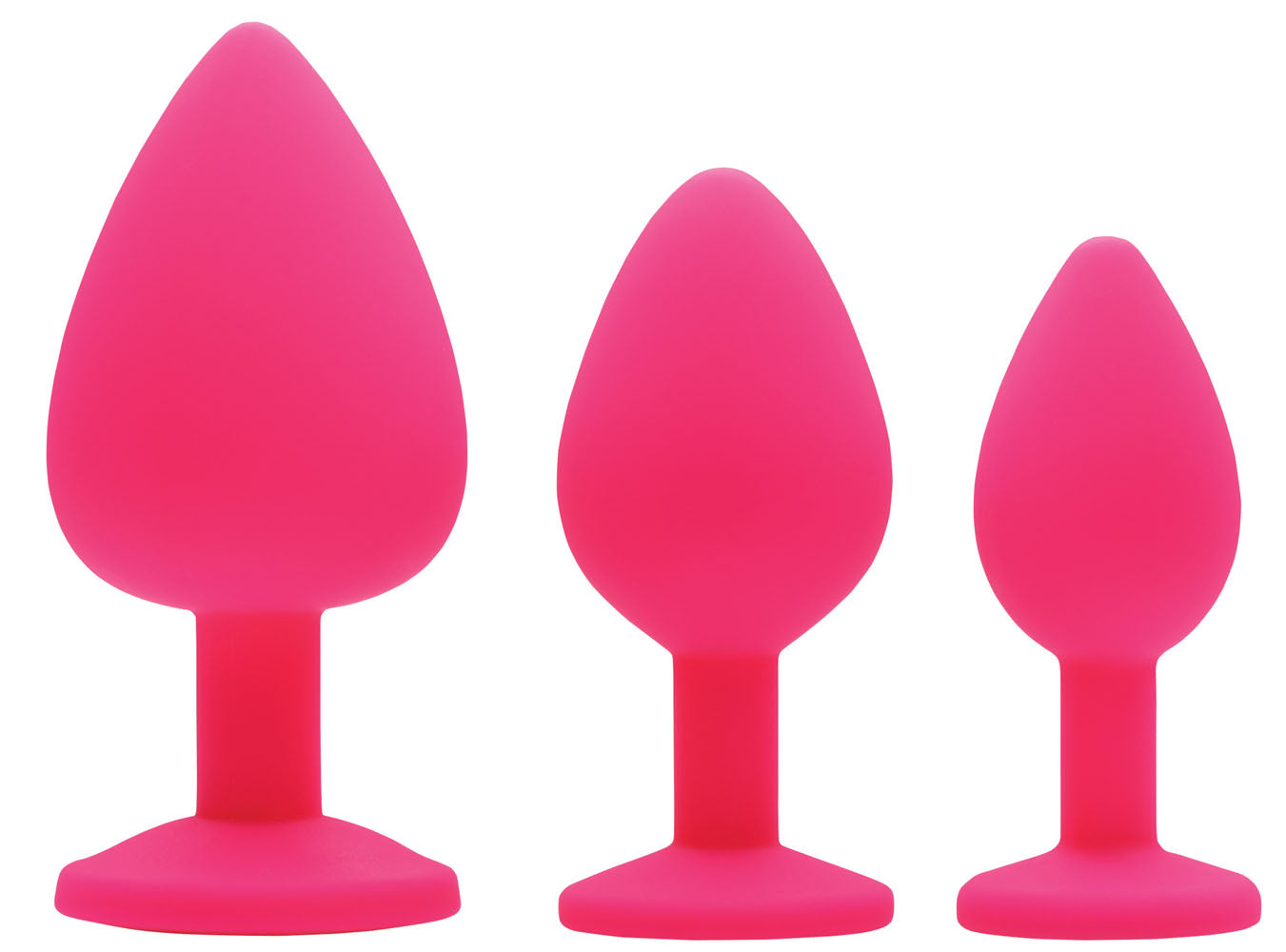 Pink Pleasure 3 Piece Silicone Anal Plugs With Gems - Not Very Vanilla