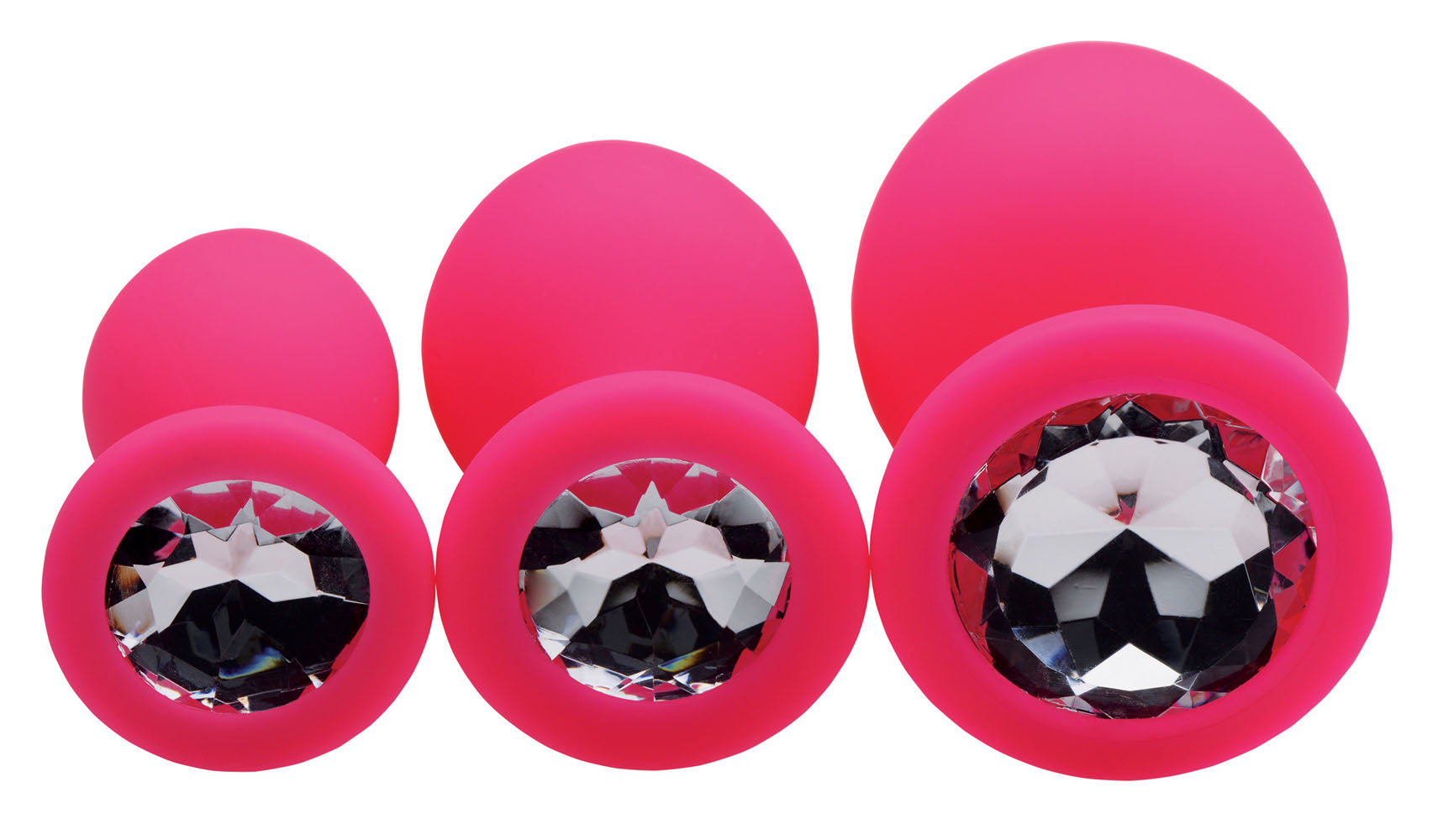 Pink Pleasure 3 Piece Silicone Anal Plugs With Gems - Not Very Vanilla