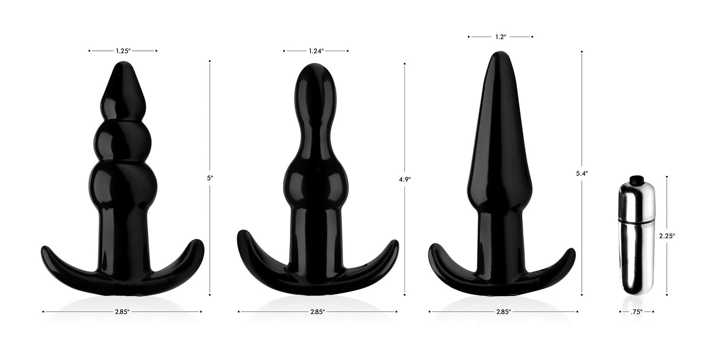 Thrill Trio Anal Plug Set - Black - Not Very Vanilla