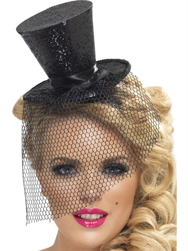 Mini Top Hat on Headband - Black - Not Very Vanilla