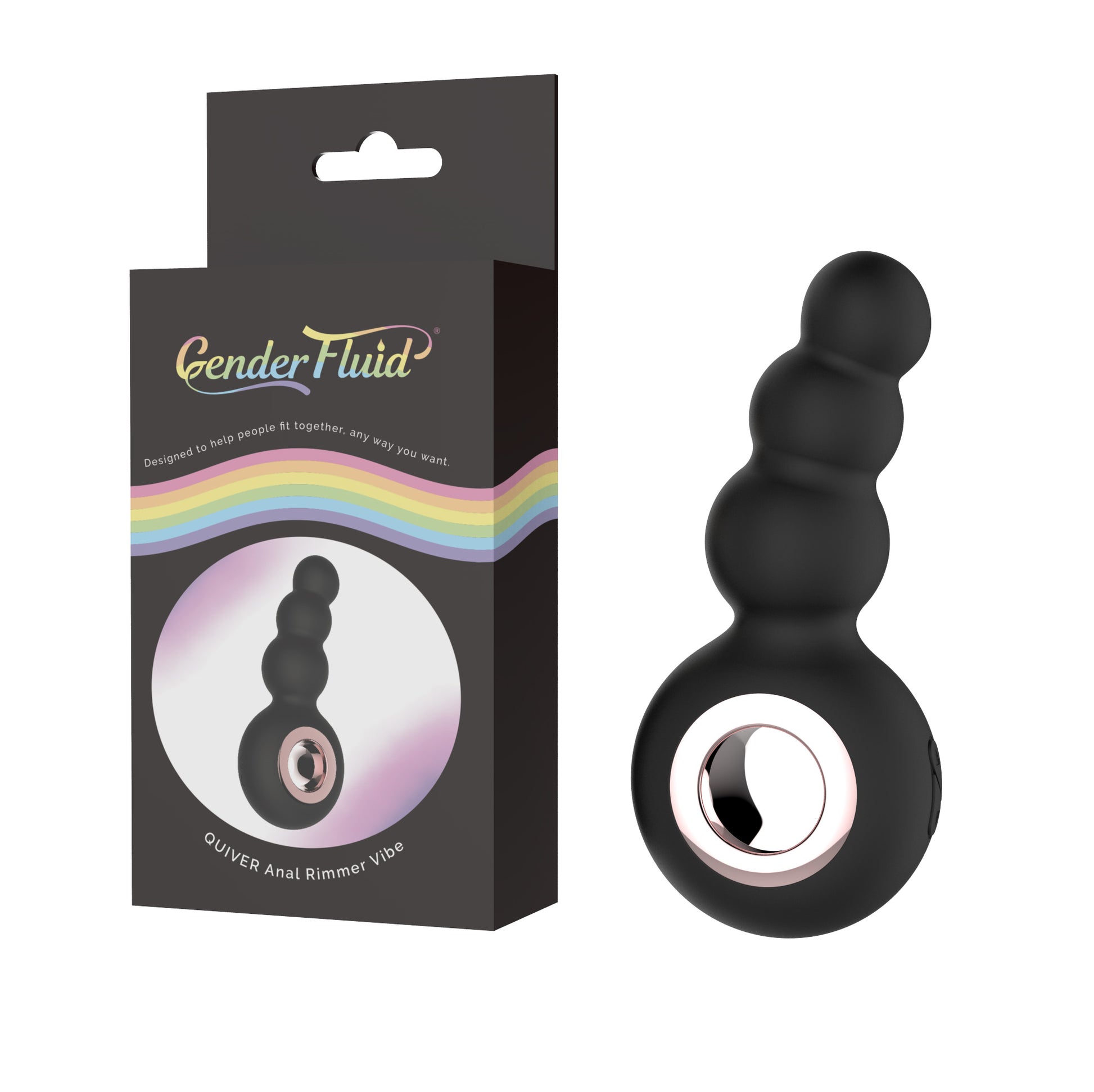 Gender Fluid Quiver Anal Ring Bead Vibe - Black - Not Very Vanilla