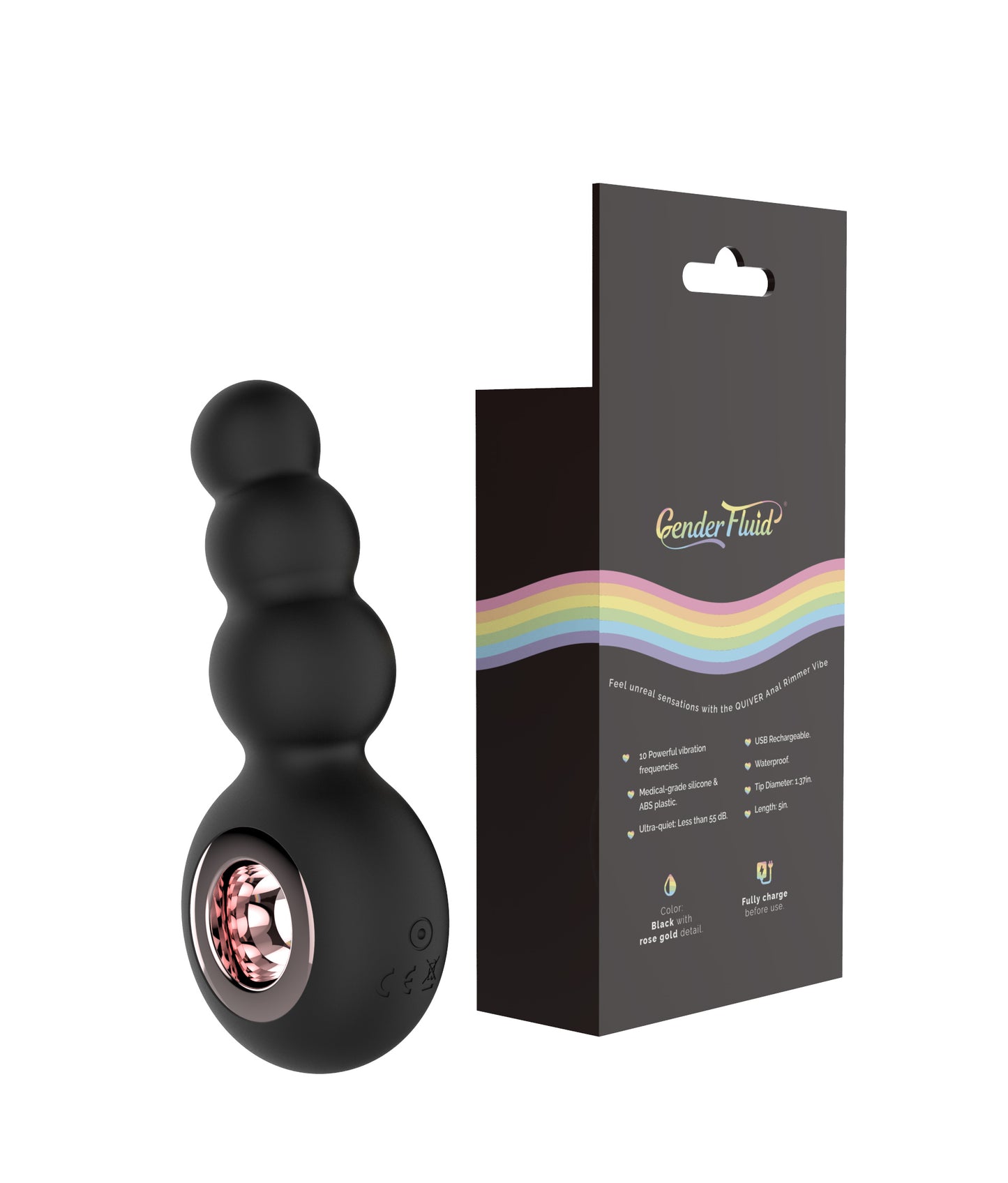 Gender Fluid Quiver Anal Ring Bead Vibe - Black - Not Very Vanilla