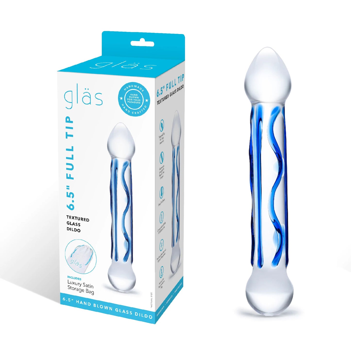 Full Tip Textured 6.5 Glass Dildo - Not Very Vanilla