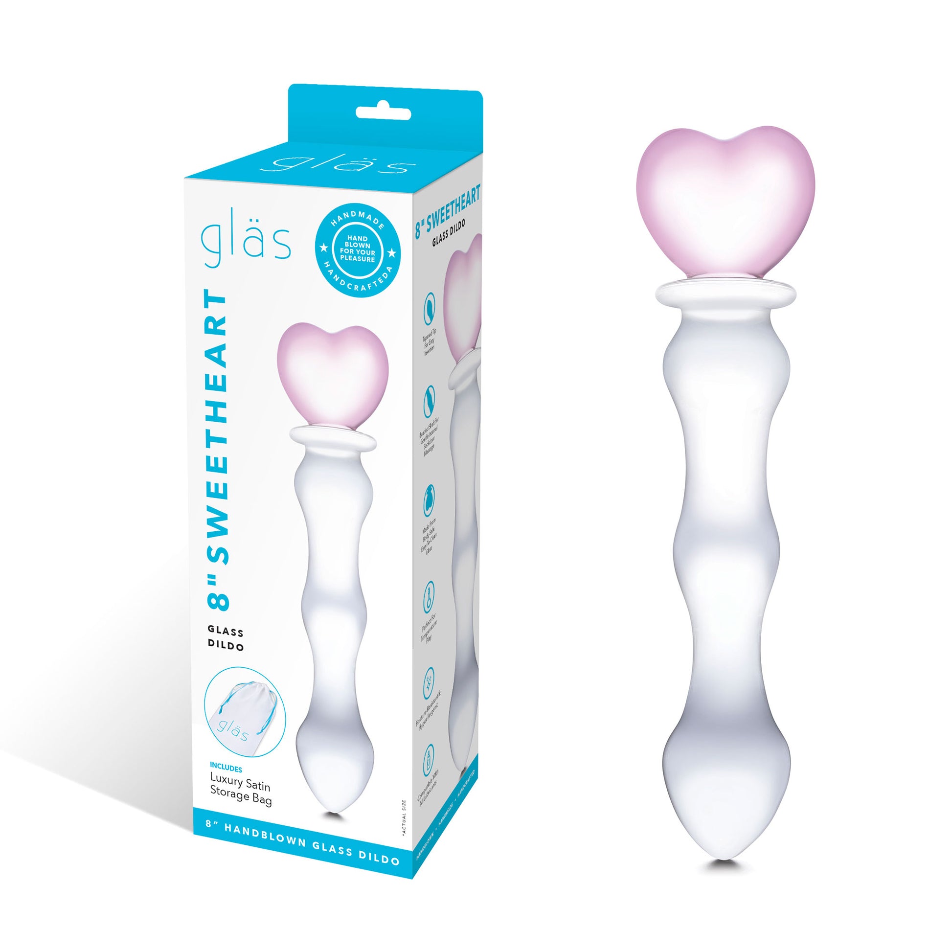 8 Inch Sweetheart Glass Dildo - Pink/clear - Not Very Vanilla