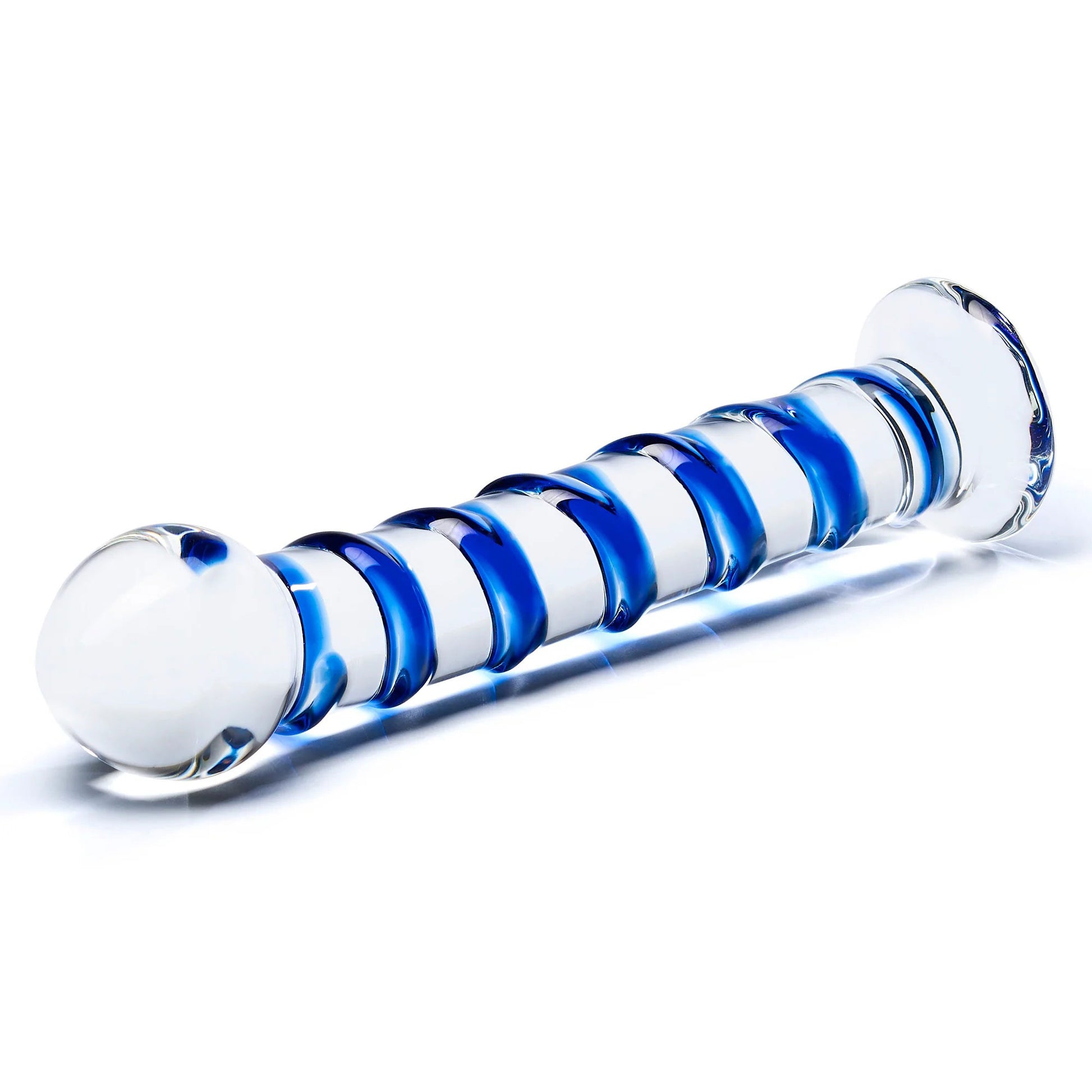 Blue Spiral Glass Dildo - Not Very Vanilla