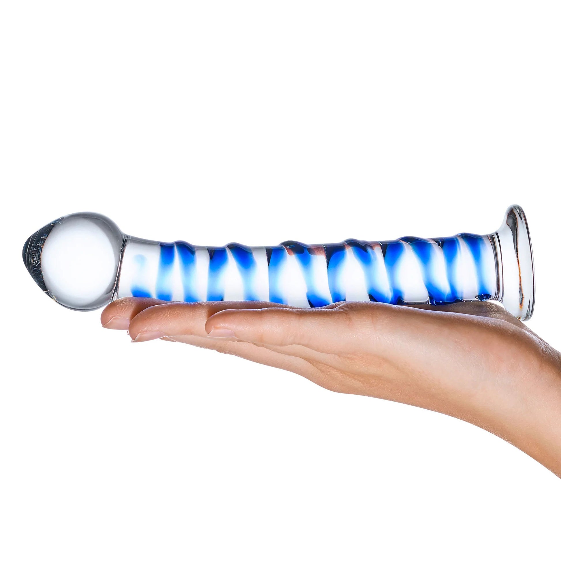 Blue Spiral Glass Dildo - Not Very Vanilla