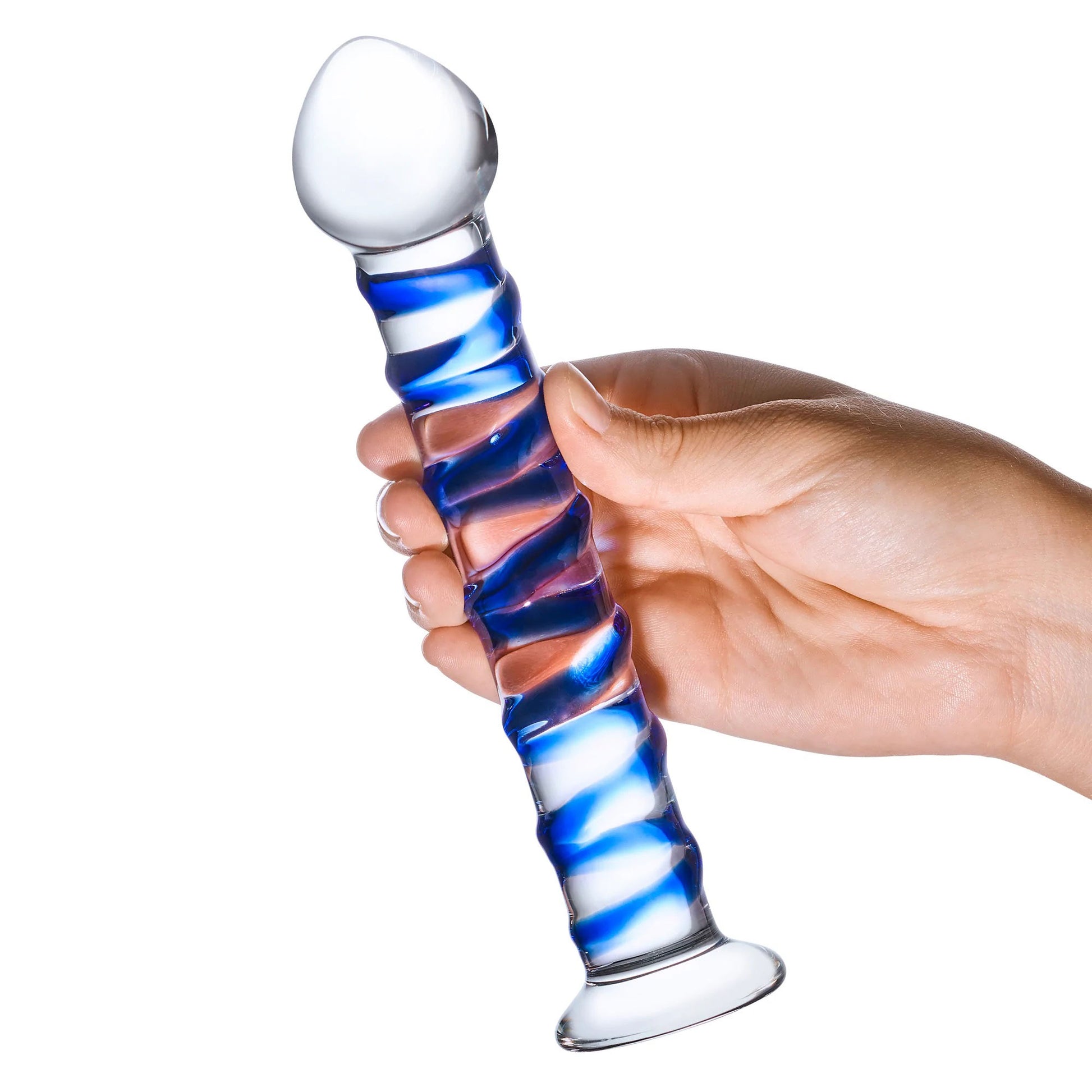 Blue Spiral Glass Dildo - Not Very Vanilla