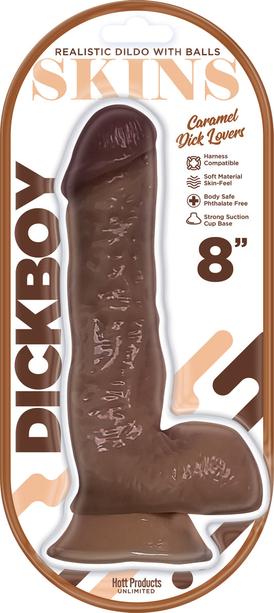 Dickboy - Skins - Dildo With Balls - 8 Inch - Caramel Dick Lover - Not Very Vanilla