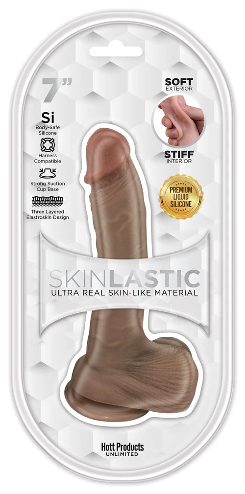 Skinsations - Skinlastic - Sliding Skin Dildo - 7-Inch With Suction Base - Not Very Vanilla