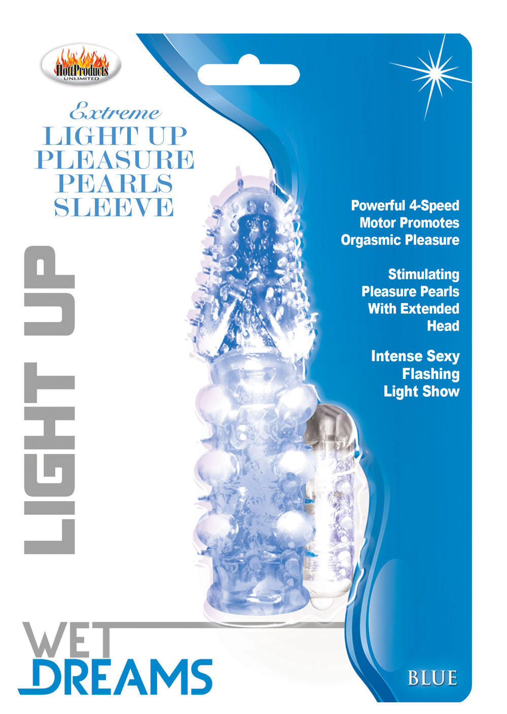 Light Up Extreme Pleasure Pearls Sleeve - Blue - Not Very Vanilla