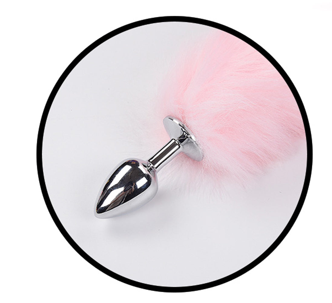 Foxy Tail - Light Up Faux Fur Butt Plug - Pink Plug - Pink - Not Very Vanilla