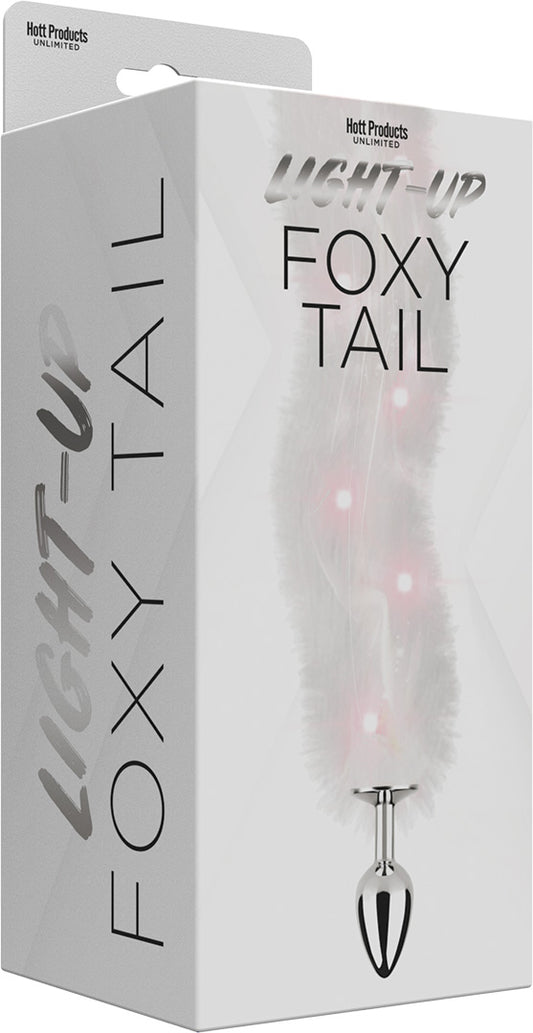 Foxy Tail - Light Up Faux Fur Butt Plug - White Plug - White - Not Very Vanilla