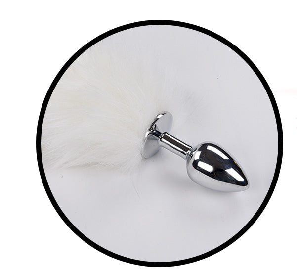 Foxy Tail - Light Up Faux Fur Butt Plug - White Plug - White - Not Very Vanilla