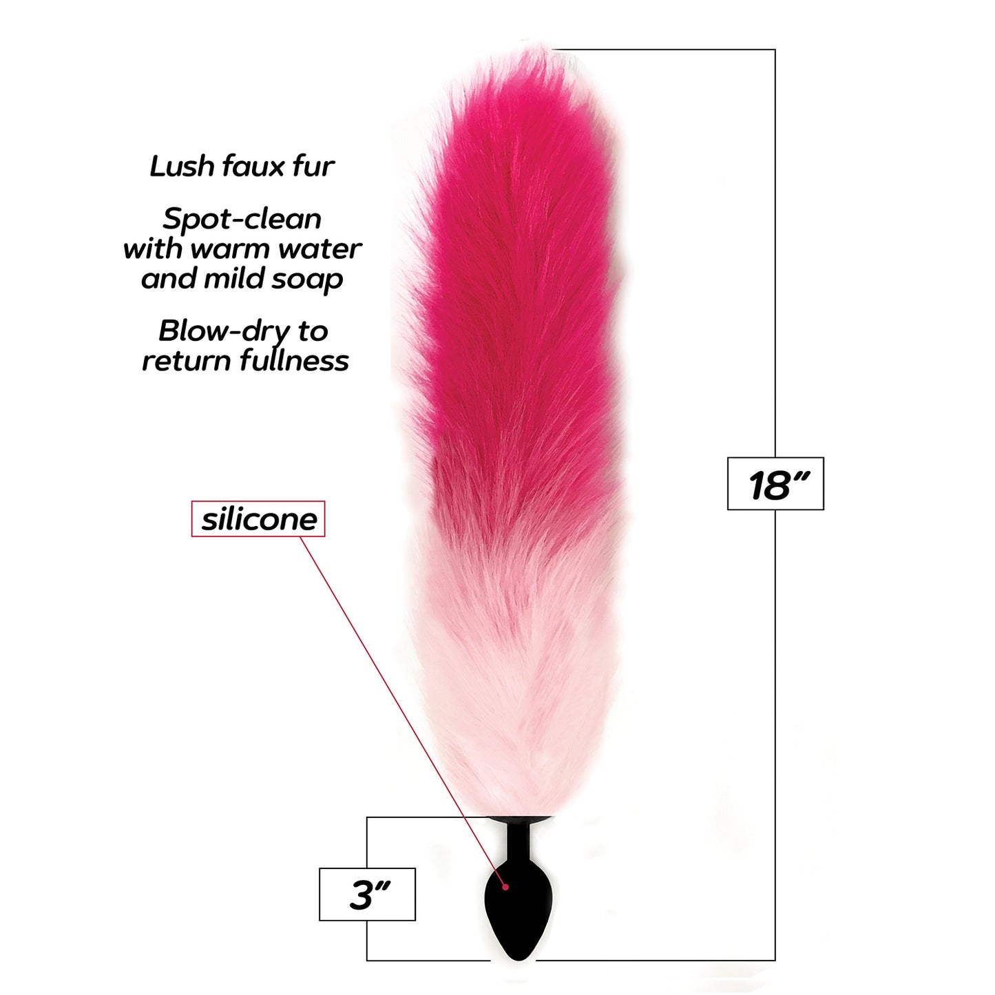 Foxy Fox Tail Silicone Butt Plug - Pink Gradient - Not Very Vanilla