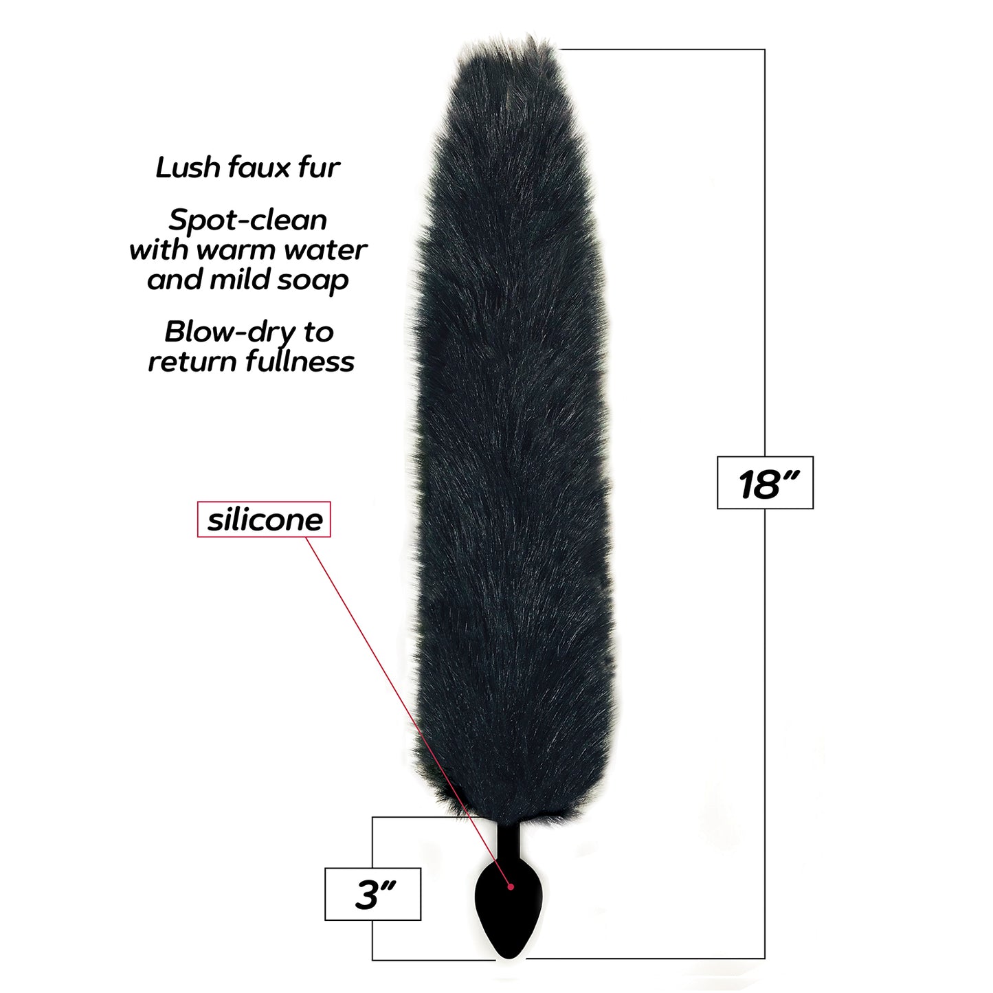 Foxy Fox Tail Silicone Butt Plug - Black - Not Very Vanilla